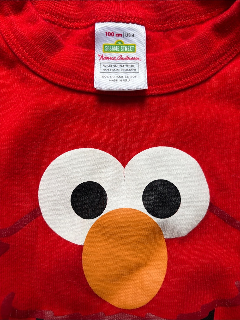 Hanna Andersson Red Elmo Pajama Set with Yellow Stripes - Picture 3 of 4